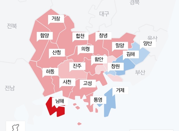 현재 경남권 선거지도 | 인스티즈