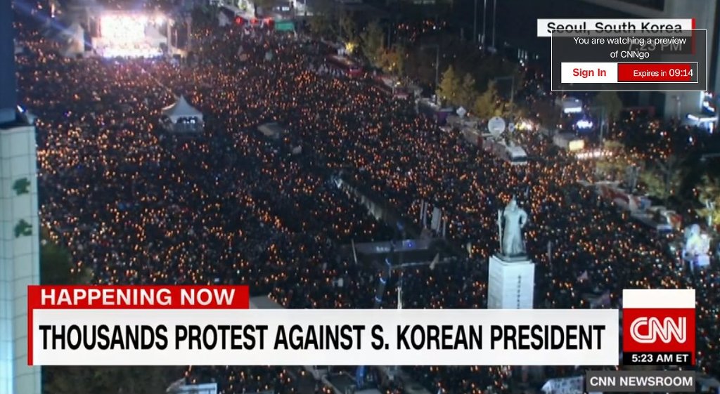 CNN에 보도된 이번 한국촛불집회 | 인스티즈