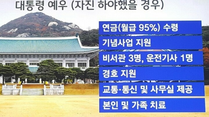 대통령이 스스로 물러나면 받는 대우.jpg | 인스티즈
