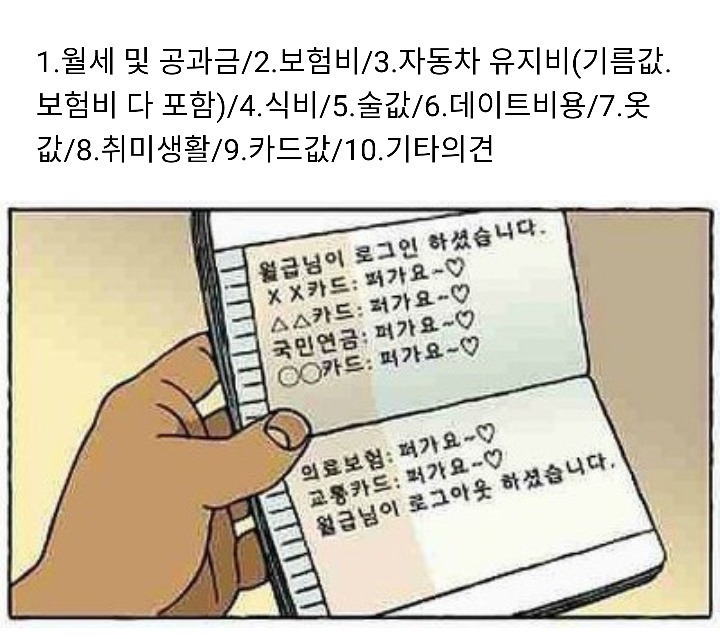 본인기준 월급로그아웃에 많은부분을 차지하는 부분은? | 인스티즈